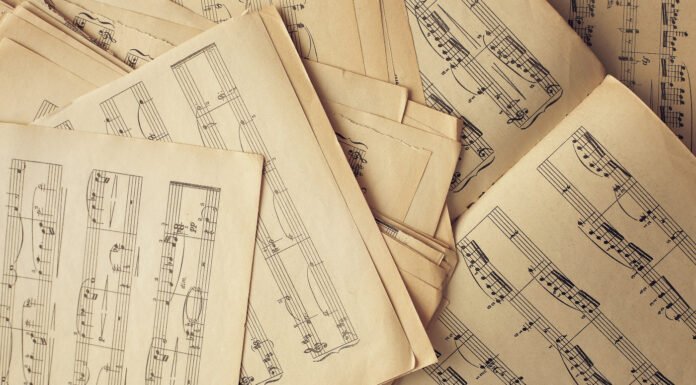 Musique notes feuilles papiers