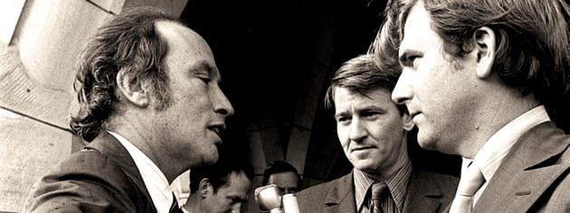 Journaliste Tim Ralfe question Premier Ministre Pierre Trudeau sur la Loi sur les mesures de guerre et Trudeau avait dit “Just watch me”, Oct. 13, 1970.